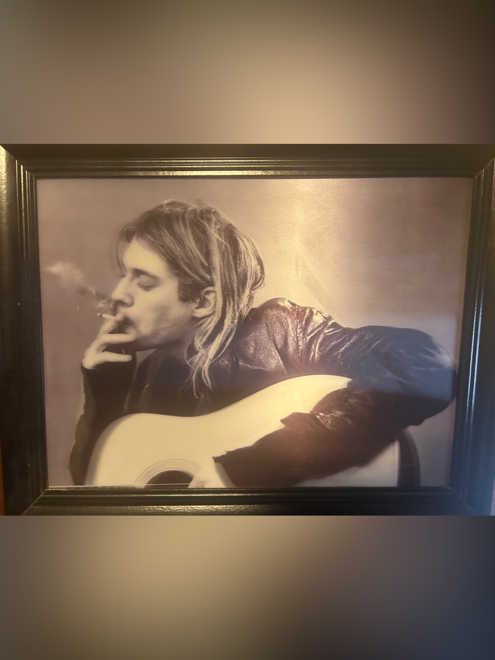 Framed Black & White Guitarist Portrait